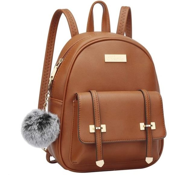 Handbags - Women Small Backpack Purse Convertible Leather Brown